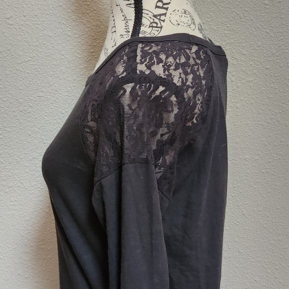 PINK Victoria's Secret Black Lace Long Sleeve Top - Picture 3 of 5